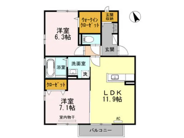 202号室の間取り図