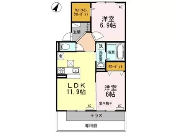 106号室の間取り図