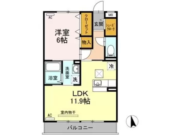 102号室の間取り図