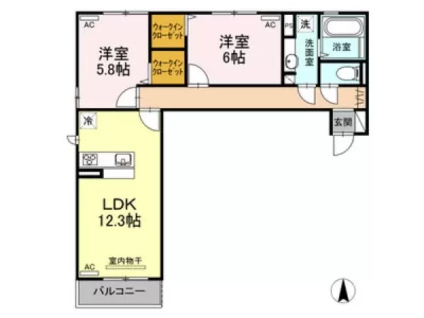 202号室の間取り図