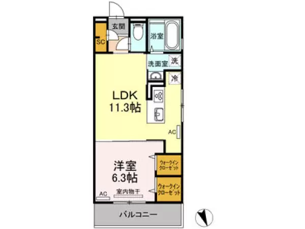 201号室の間取り図