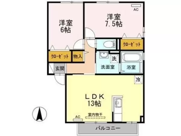 202号室の間取り図