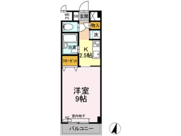 206号室の間取り図