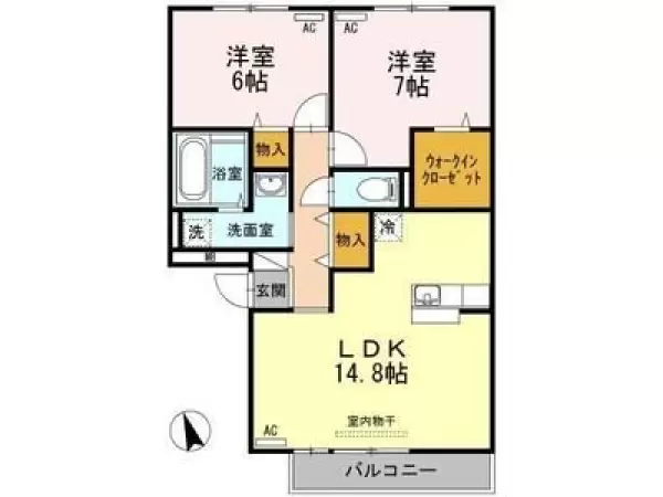 2-202号室の間取り図
