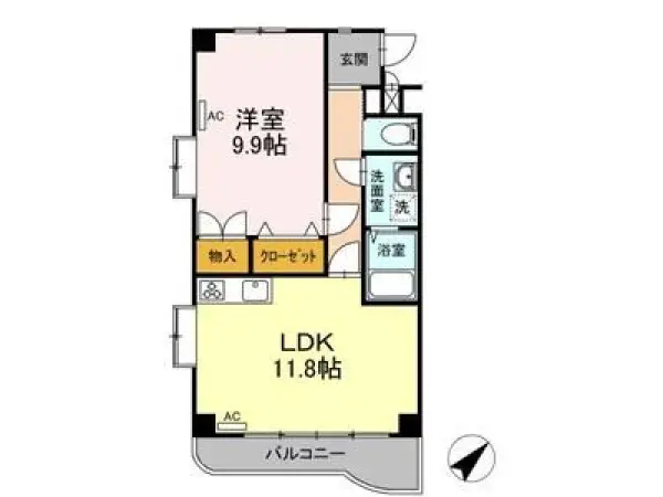 206号室の間取り図