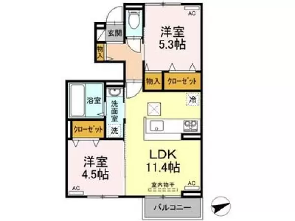 106号室の間取り図