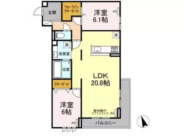 202号室の間取り図