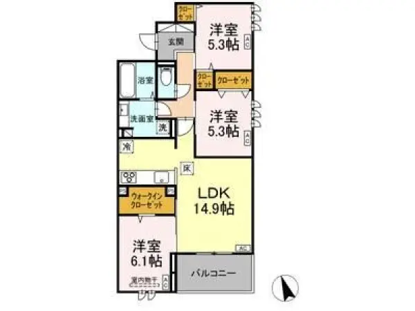 101号室の間取り図