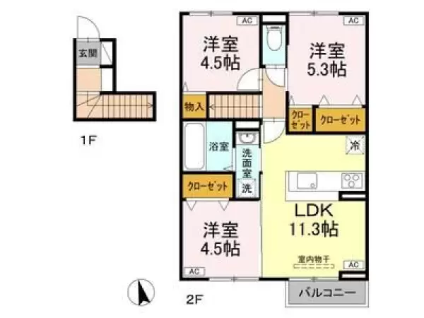 203号室の間取り図
