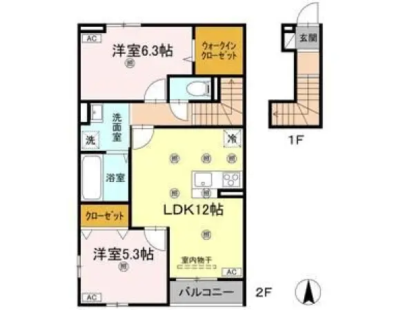 206号室の間取り図